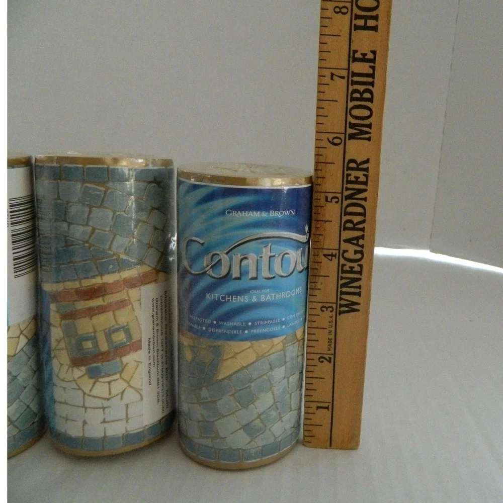 Graham & Brown Wallpaper Border 5in Multi Mosaic Seascape 3 Rolls 49-062 Coastal